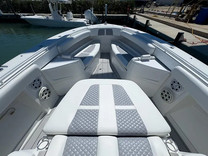  Yacht Photos Pics 2019 HCB 39 Speciale boat interior with luxurious seating and modern design.