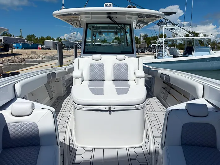  Yacht Photos Pics 2019 HCB 39 Speciale boat interior with white seating and modern design.