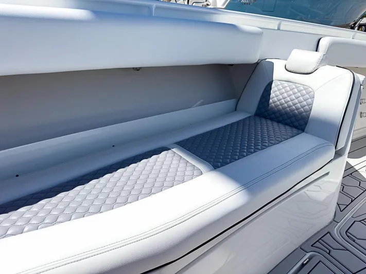  Yacht Photos Pics 2019 HCB 39 Speciale boat interior with quilted seating and sleek design.