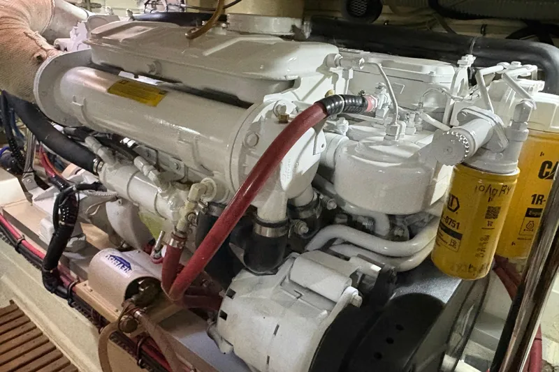 Revere Yacht Photos Pics Engine room of 2002 Grand Banks 42 Classic yacht, showcasing detailed machinery.