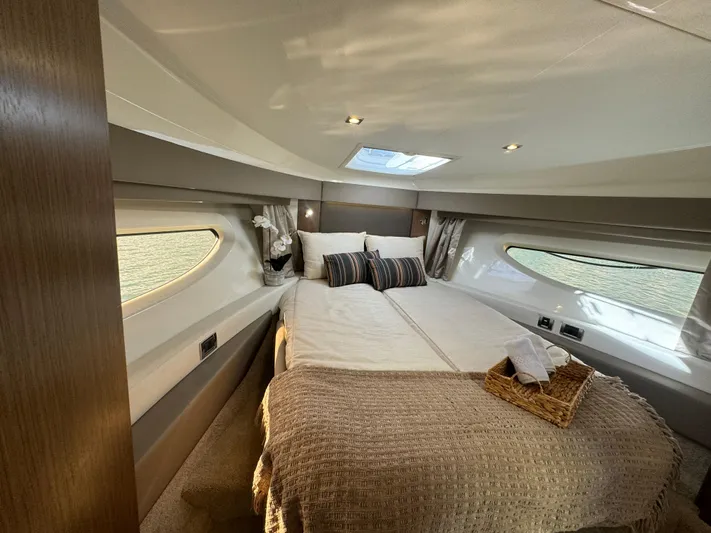  Yacht Photos Pics Luxurious 2017 Sea Ray Sundancer cabin with cozy bed and elegant decor.