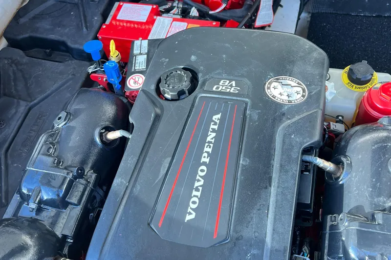 Y Knot Yacht Photos Pics Engine of 2021 Regal 36 Grande Coupe with Volvo Penta branding.