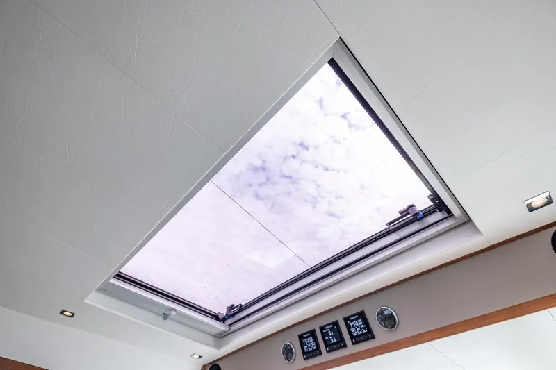 Wild Thing Yacht Photos Pics Skylight view from 2016 Explorer NG 50 Alu Fast Going yacht interior.