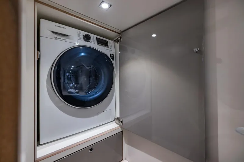 Wild Thing Yacht Photos Pics Laundry area with Samsung washer in 2016 Explorer NG 50 Alu Fast Going yacht.