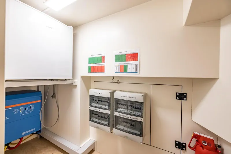 Wild Thing Yacht Photos Pics Electrical control room of 2016 Explorer NG 50 Alu Fast Going yacht.