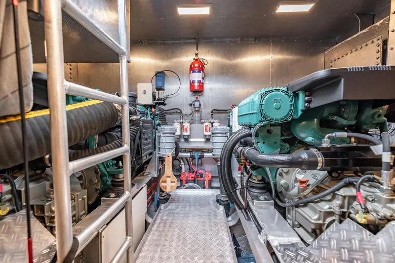 Wild Thing Yacht Photos Pics Engine room of 2016 Explorer NG 50 Alu Fast Going yacht, featuring dual engines and equipment.