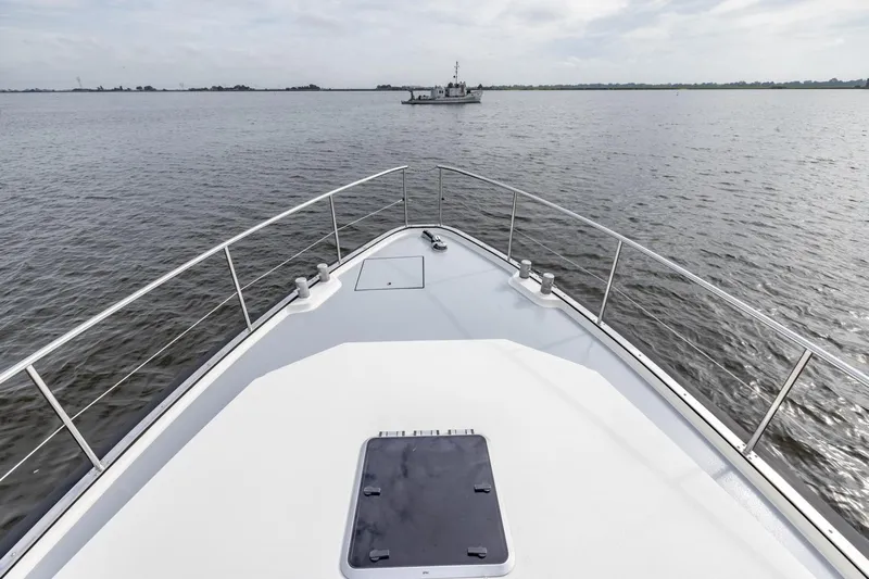 Wild Thing Yacht Photos Pics Bow view of 2016 Explorer NG 50 Alu Fast Going yacht on open water.
