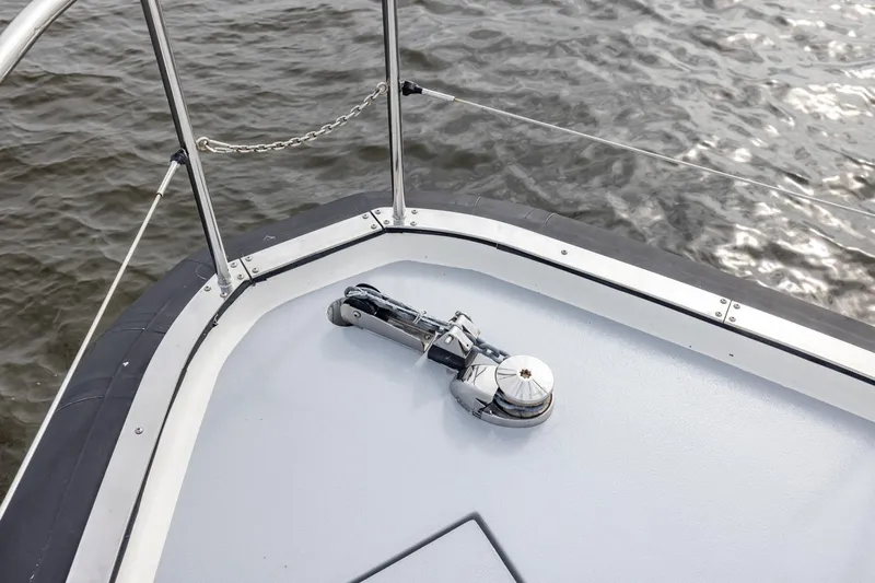 Wild Thing Yacht Photos Pics Bow of 2016 Explorer NG 50 Alu Fast Going boat on water.