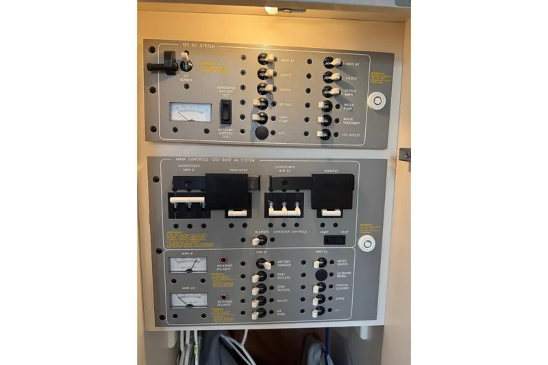  Yacht Photos Pics Electrical control panel of a 2003 Formula 37 Performance Cruiser boat.