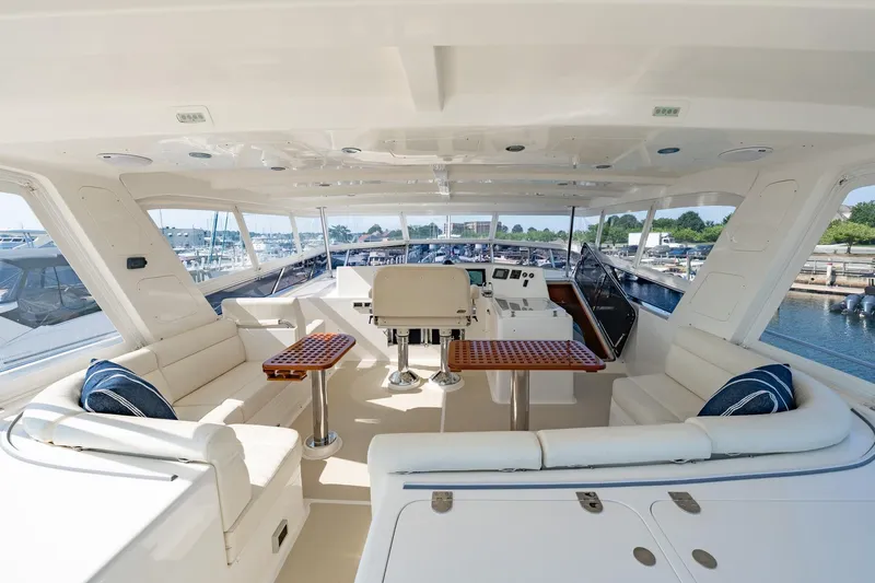 Dash Yacht Photos Pics Luxurious 2016 Grand Banks 72 Aleutian RP yacht interior with elegant seating and helm station.