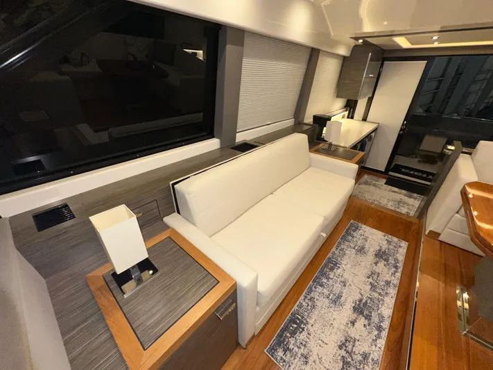 Sapphire Yacht Photos Pics Luxurious interior of 2020 Tiara Yachts F53 Flybridge with modern furnishings and elegant design.