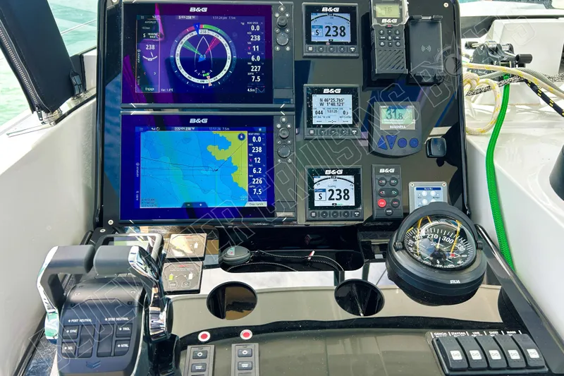 Fun Pass Yacht Photos Pics 2025 Privilege 580 yacht navigation system with advanced B&G displays and controls.