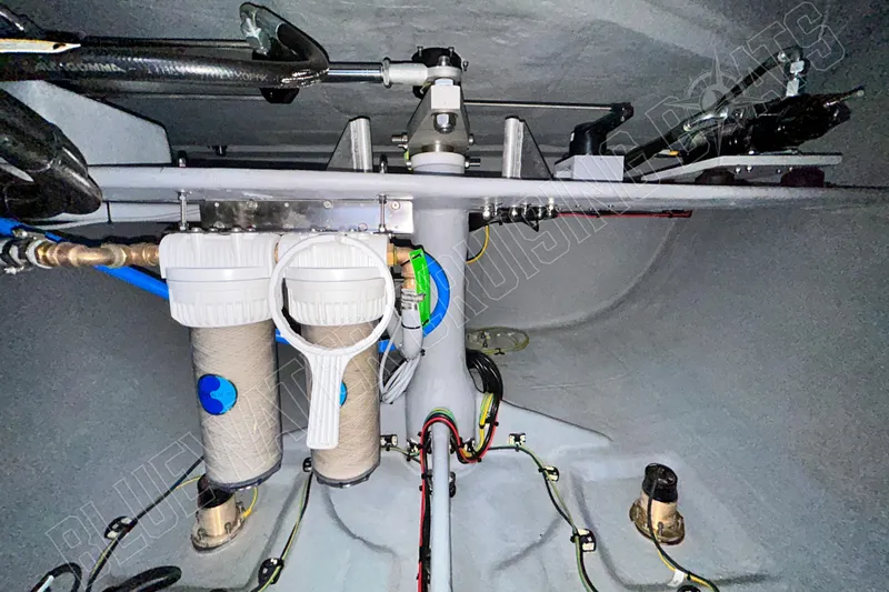 Fun Pass Yacht Photos Pics Interior view of 2025 Privilege 580 yacht's technical compartment with water filtration system.