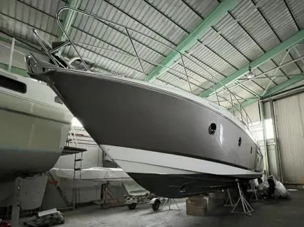  Yacht Photos Pics 2013 Sessa Marine C 48 yacht in a storage facility.