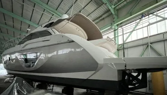  Yacht Photos Pics 2013 Sessa Marine C 48 yacht in a storage facility.