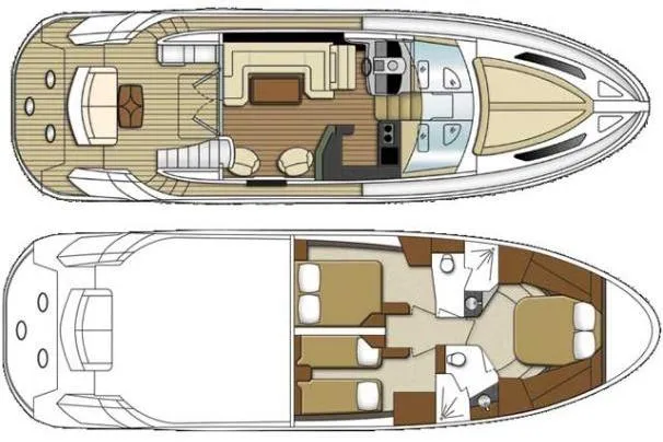  Yacht Photos Pics Floor plan of 2012 Marquis 500 Sport Bridge yacht, showcasing interior layout and design.