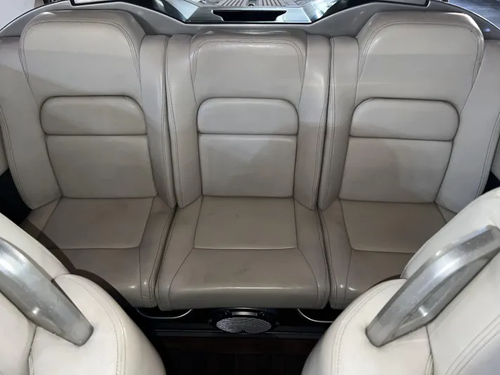 Unique Yacht Photos Pics 2008 Porsche Donzi interior with beige leather seats, showcasing luxury design.