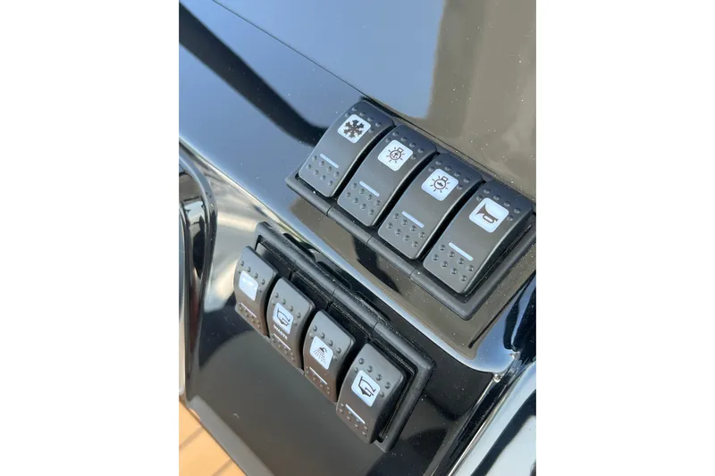  Yacht Photos Pics Control panel of 2025 Grand Inflatables G850 boat with various switches.