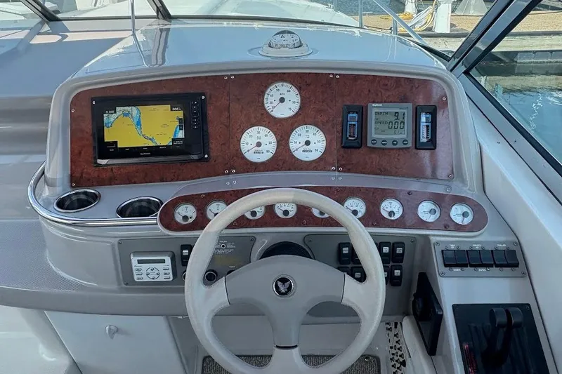  Yacht Photos Pics Dashboard of a 2001 Formula 400ss boat with navigation and control instruments.