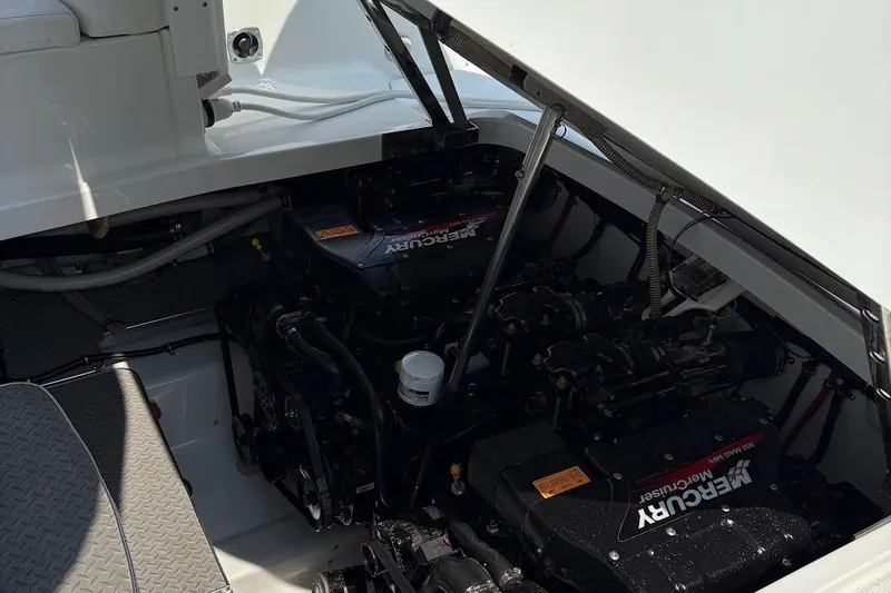  Yacht Photos Pics Engine compartment of a 2001 Formula 400ss boat with Mercury engines.