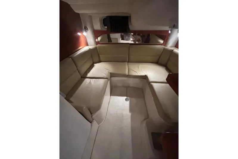 Gorgie Yacht Photos Pics 2008 Four Winns 338 Vista interior with beige seating and ambient lighting.