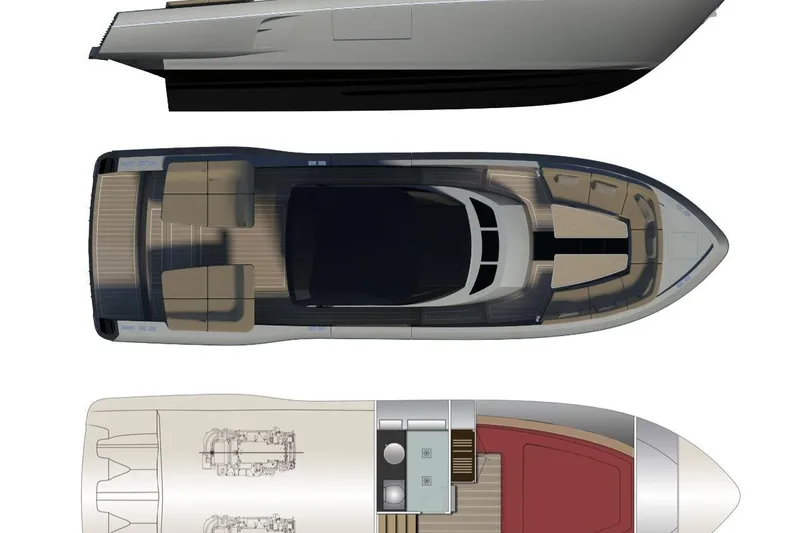  Yacht Photos Pics Top and side views of 2027 CNM Continental Tender yacht design.