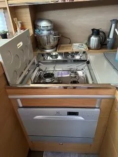  Yacht Photos Pics Modern kitchen in 2018 Dufour 512 Grand Large yacht with stove and appliances.