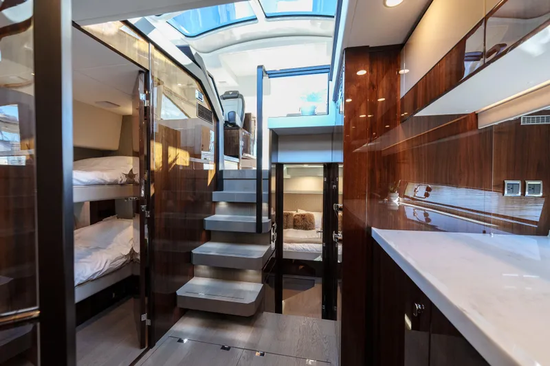  Yacht Photos Pics Luxurious interior of 2023 Fairline Targa 50 yacht with modern design and elegant finishes.
