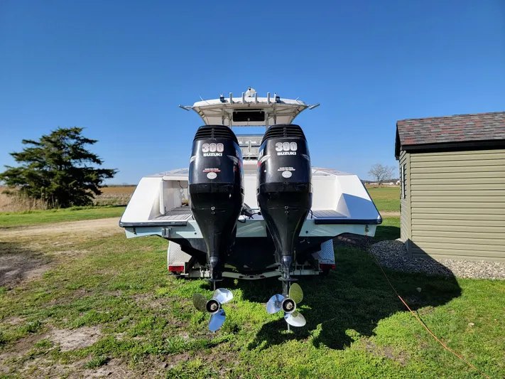  Yacht Photos Pics 1996 Venture 34 Center Console boat with twin 300 horsepower Suzuki engines.
