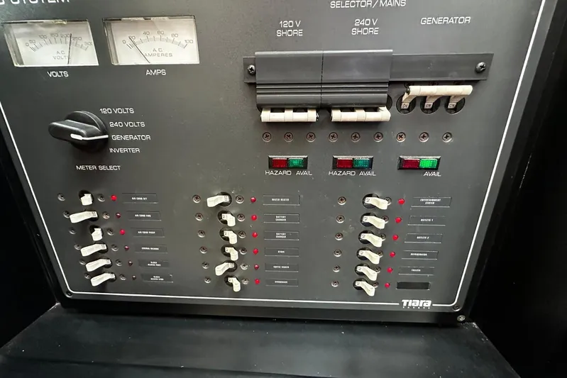  Yacht Photos Pics Electrical control panel of a 2003 Tiara Yachts 4000 Express boat.