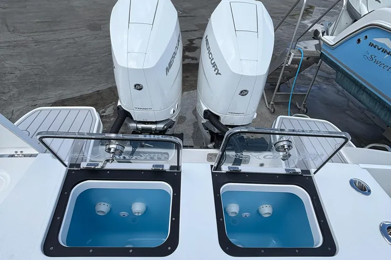  Yacht Photos Pics 2024 Crevalle 33 CSF boat with dual Mercury outboard engines and twin livewells.