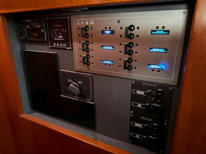 2.0 Impulsive Yacht Photos Pics Electrical control panel on a 2005 Beneteau 57 yacht.