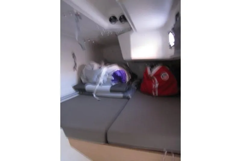 Rush Yacht Photos Pics Cabin interior of 2018 Jeanneau Sun Fast 3600 with storage bags.