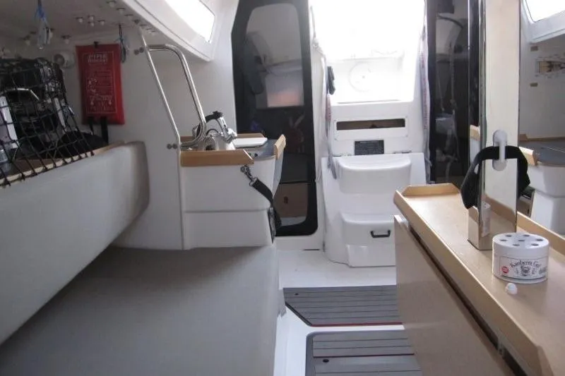 Rush Yacht Photos Pics Interior of 2018 Jeanneau Sun Fast 3600 sailboat, featuring modern design and compact layout.