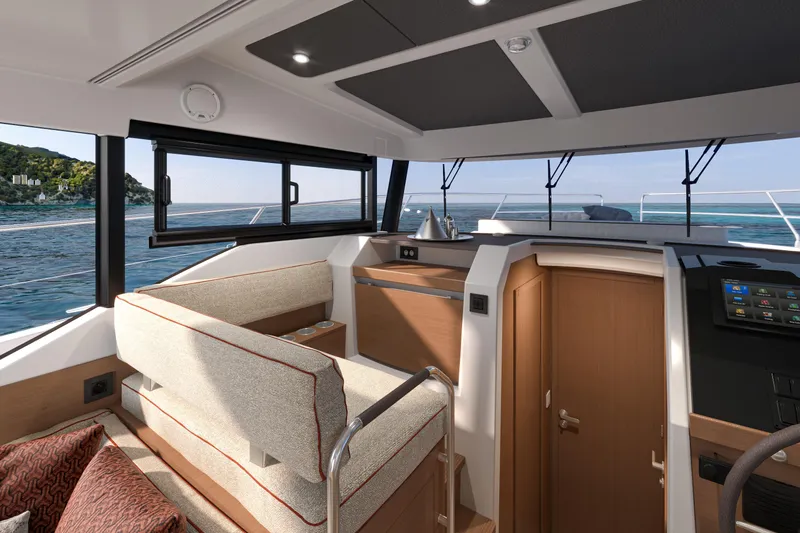  Yacht Photos Pics Interior of 2026 Beneteau Swift Trawler 37 Fly, featuring modern design and ocean view.