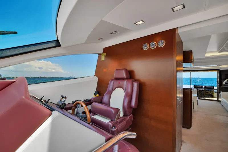  Yacht Photos Pics Luxurious interior of 2009 Azimut 75 yacht with leather seating and ocean view.