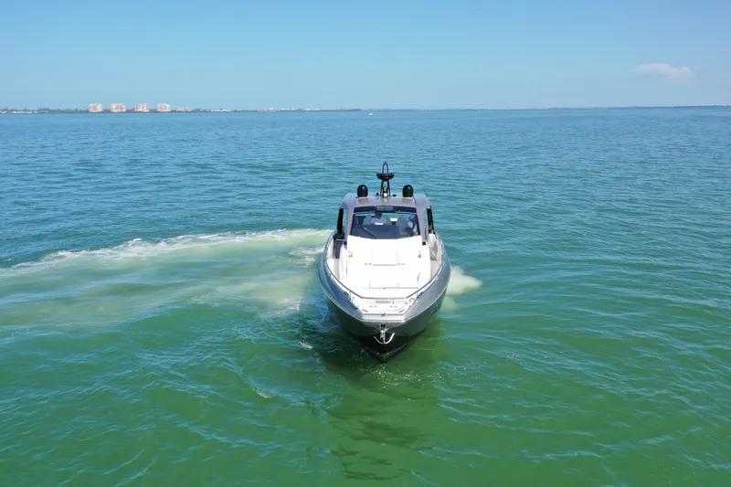 Second Chances Yacht Photos Pics Azimut Verve 47 yacht cruising on open water, 2022 model.