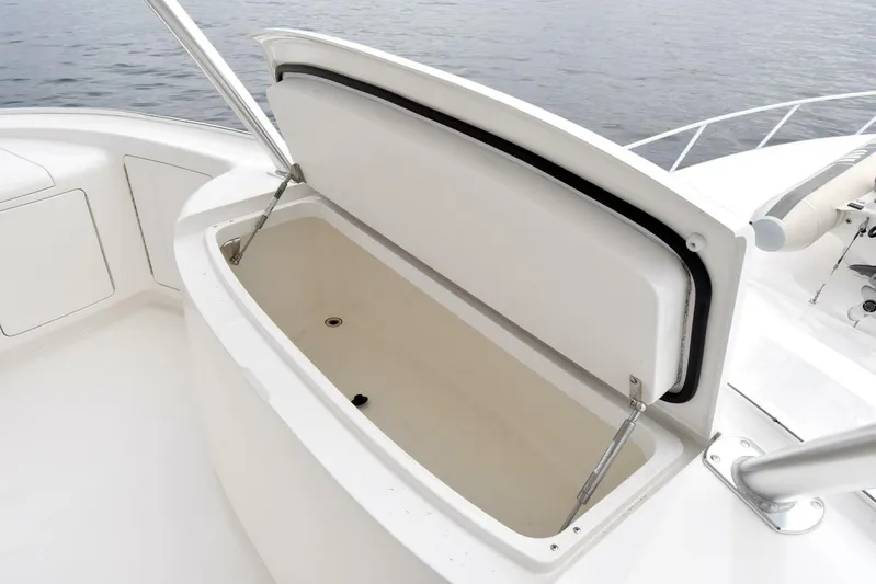 Crank It Up Yacht Photos Pics Open storage compartment on 2014 Viking 62 Convertible yacht.