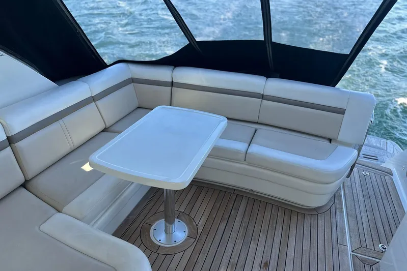  Yacht Photos Pics Luxurious seating area on 2014 Sea Ray 410 Sundancer yacht with ocean view.
