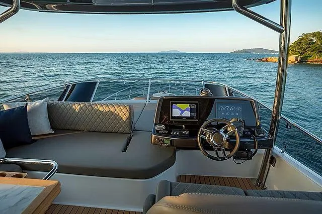  Yacht Photos Pics Luxurious Schaefer 600 yacht interior, 2026 model, with ocean view and modern navigation system.