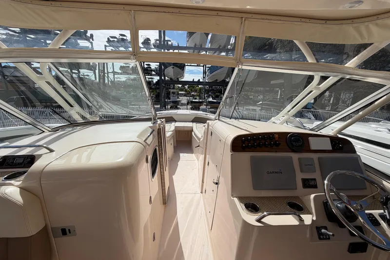  Yacht Photos Pics 2013 Grady-White Freedom 335 boat interior with Garmin navigation system.