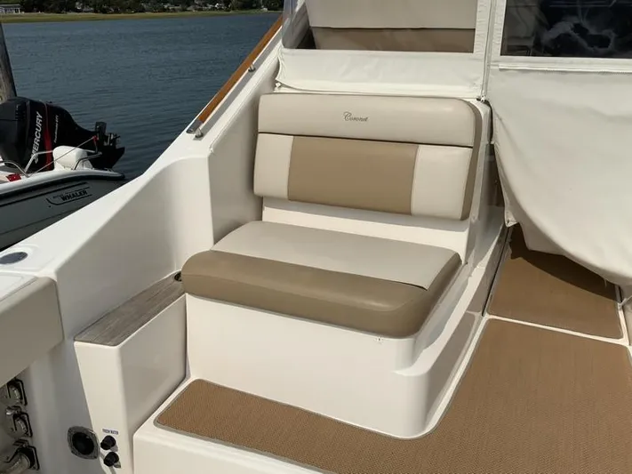 Intuition Yacht Photos Pics Tiara Yachts 36, 2013 model, featuring beige and white seating on deck.