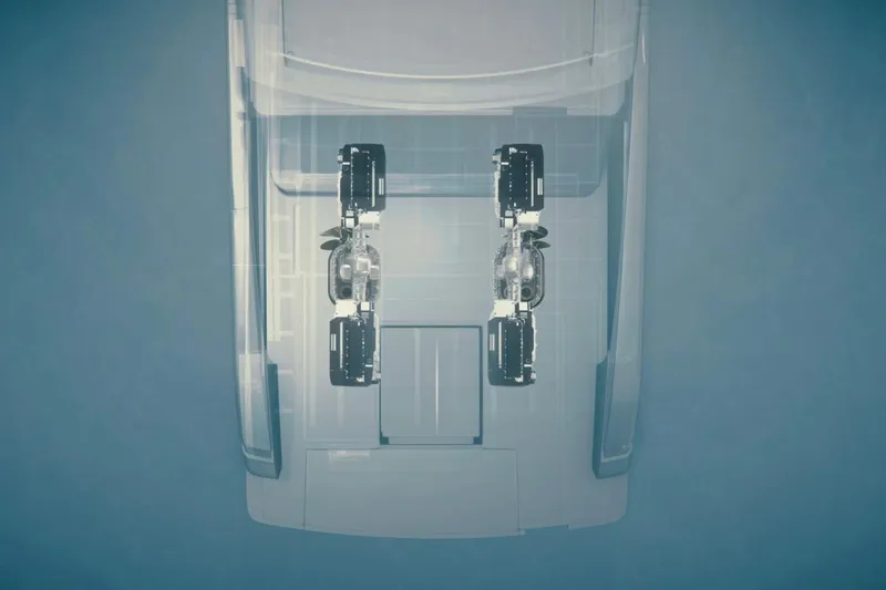  Yacht Photos Pics Top view of 2027 Sanlorenzo SX120 yacht's engine layout, showcasing advanced design.