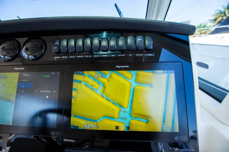  Yacht Photos Pics 2019 Boston Whaler 380 Realm navigation display with Raymarine electronics.
