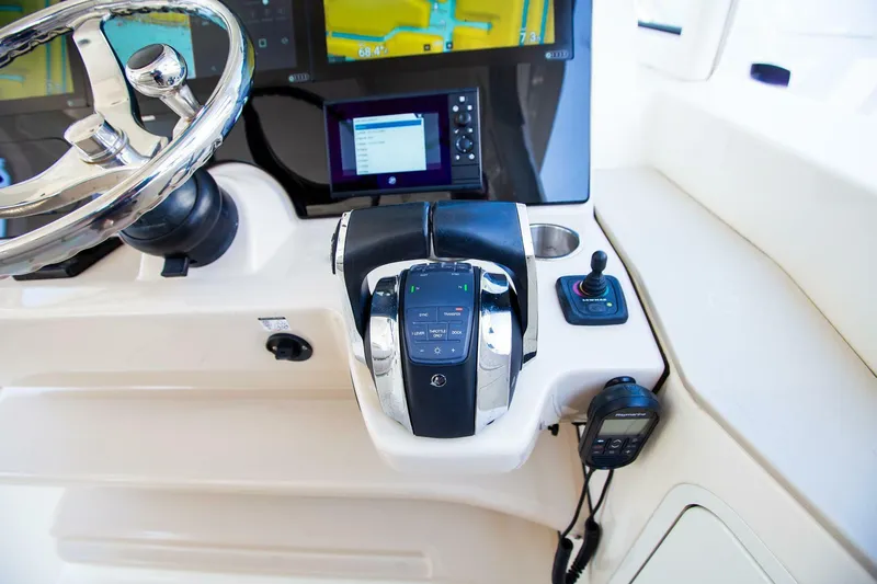  Yacht Photos Pics 2019 Boston Whaler 380 Realm helm with advanced controls and navigation displays.