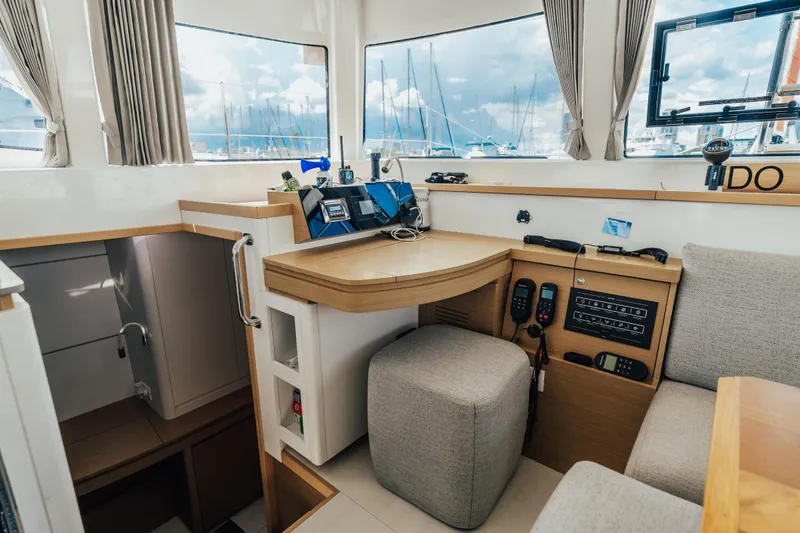 27 Reasons Yacht Photos Pics Interior of 2020 Excess 12 yacht with navigation equipment and seating area.