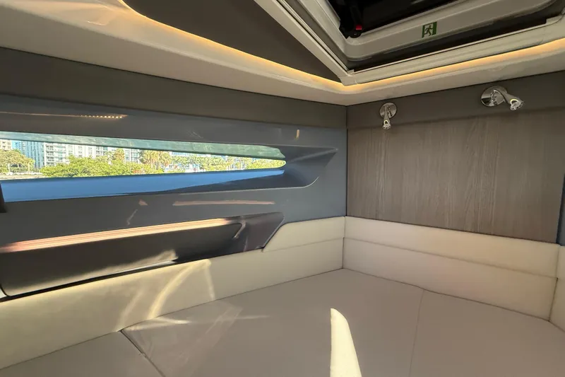  Yacht Photos Pics Interior cabin of 2026 Navan C30 yacht with modern design and window view.