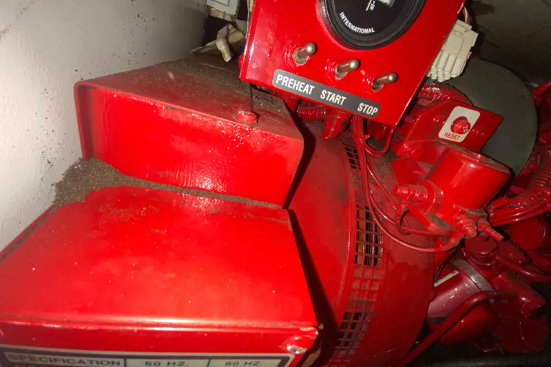  Yacht Photos Pics Red engine compartment of a 2005 Formula 40 Performance Cruiser with control panel.