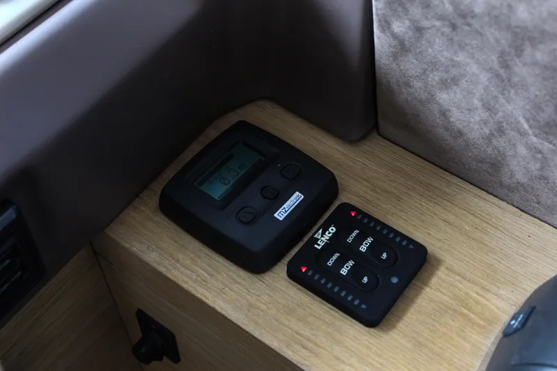 Oxygen Yacht Photos Pics Control panel on 2016 Beneteau Monte Carlo 5 yacht, featuring digital display and buttons.