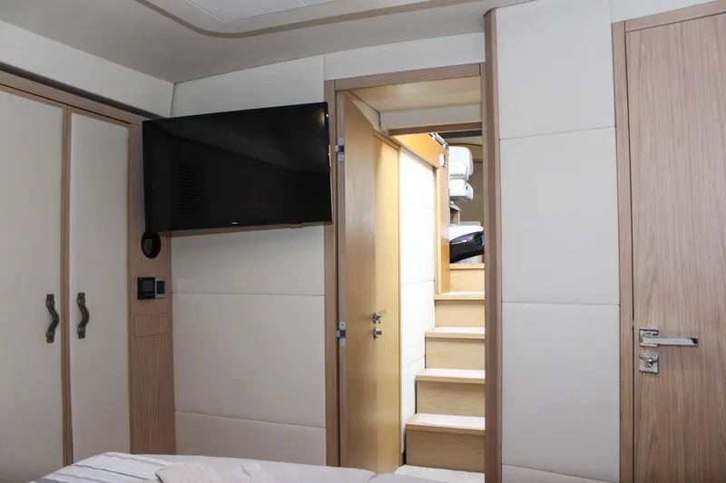Oxygen Yacht Photos Pics Interior of 2016 Beneteau Monte Carlo 5 yacht, featuring modern design and wooden accents.